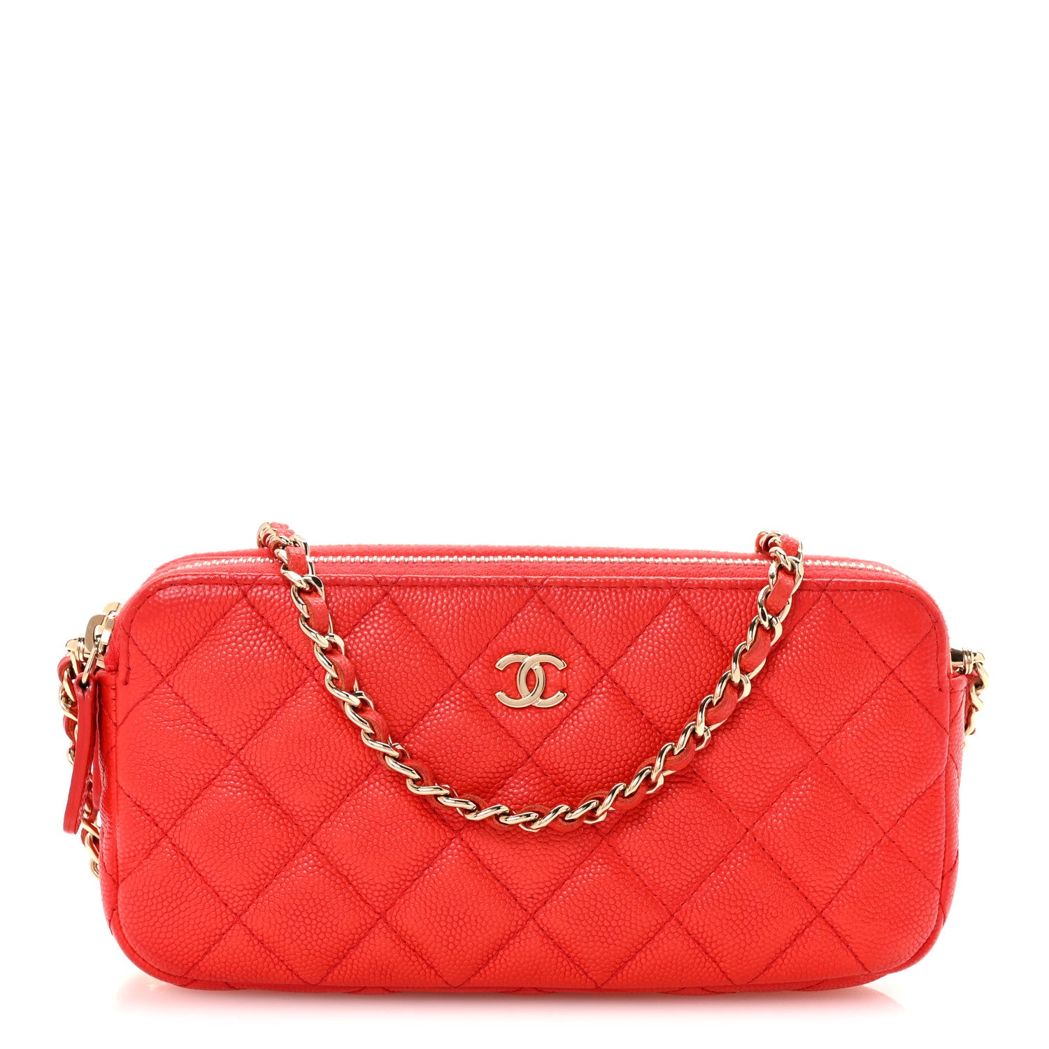 Chanel Caviar Quilted Small Clutch With Chain Red 1 of 12