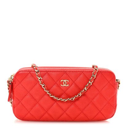 Chanel Caviar Quilted Small Clutch With Chain Red 1 of 12