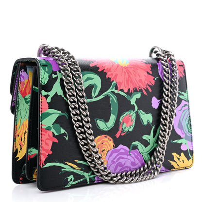 Gucci X KEN SCOTT New Shangai Calfskin Jenny Floral Print Small Dionysus Shoulder Bag Black Pink 2 of 7