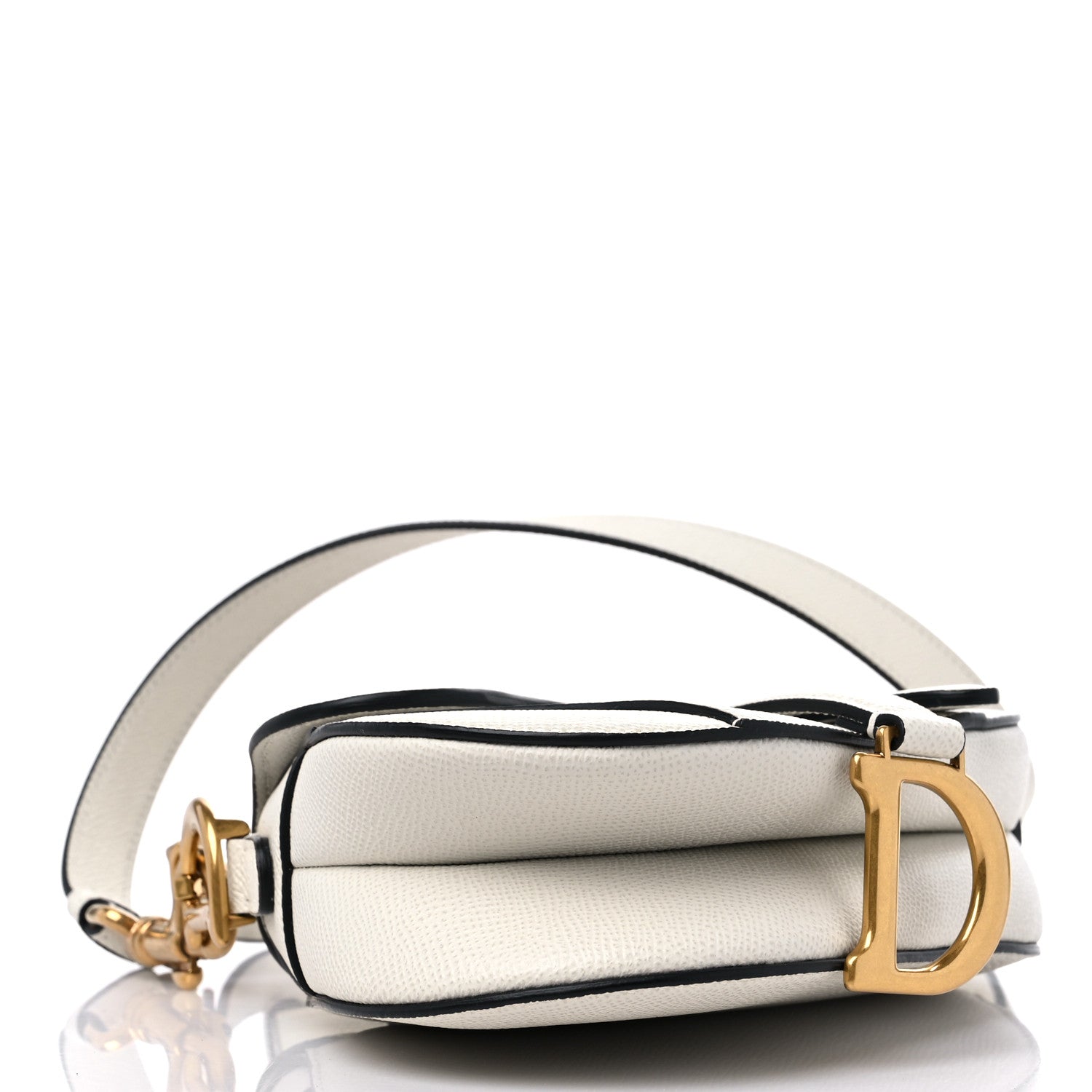 Christian Dior Grained Calfskin Mini Saddle Bag With Strap White 4 of 10