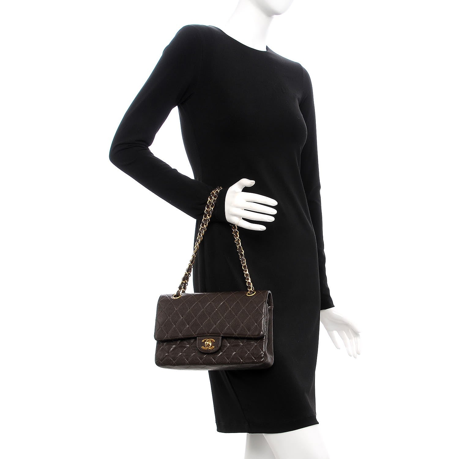 Chanel Caviar Quilted Medium Double Flap Brown 3 of 11