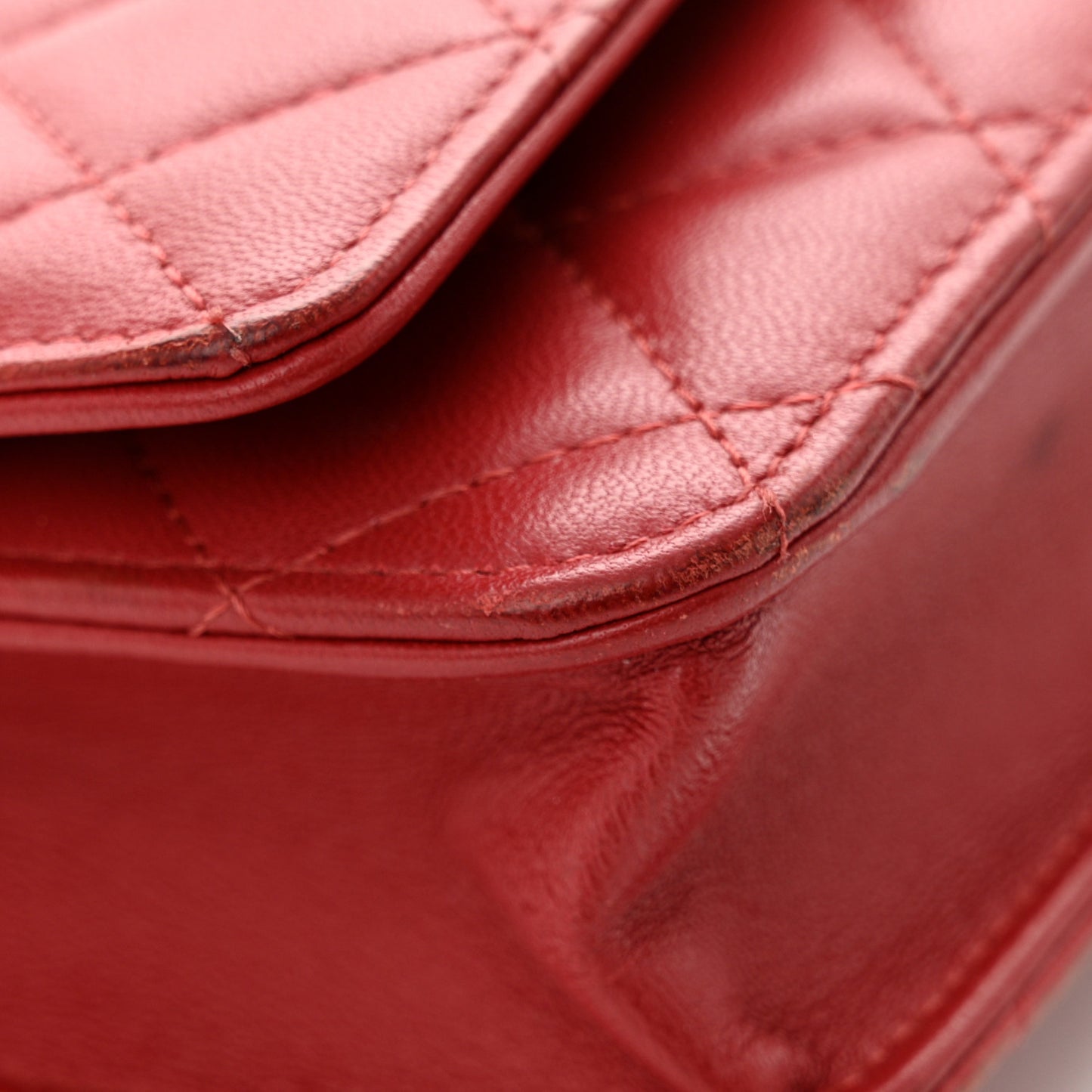 Lambskin Quilted Trendy CC Wallet On Chain WOC Red