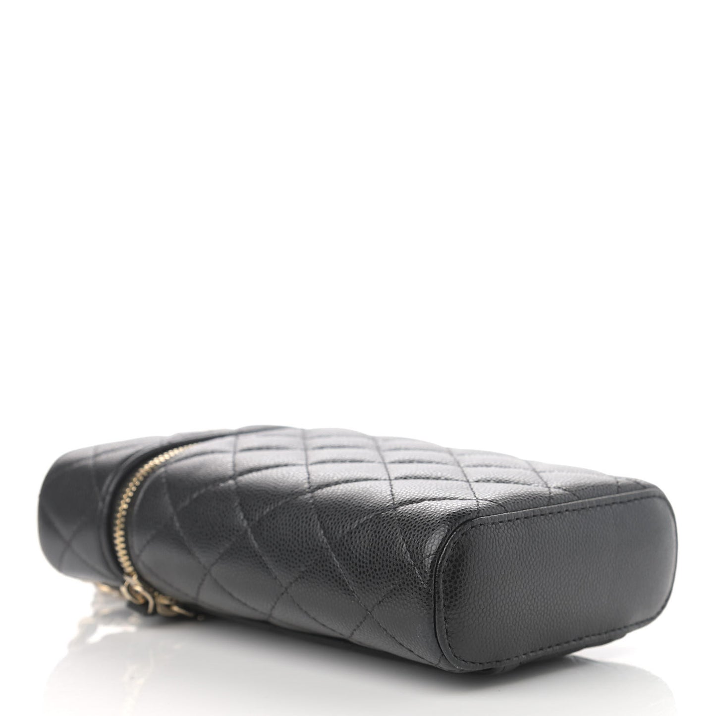 Caviar Quilted Phone Holder With Chain Black