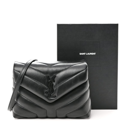 Saint Laurent Calfskin Y Quilted Monogram Monochrome Toy Loulou Crossbody Bag Black 11 of 11