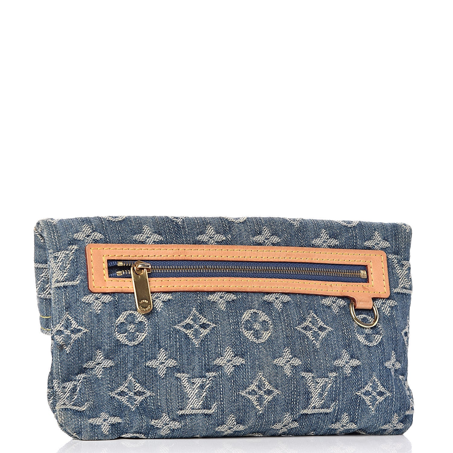 Louis Vuitton Monogram Denim Pochette Plat Clutch Blue 3 of 7