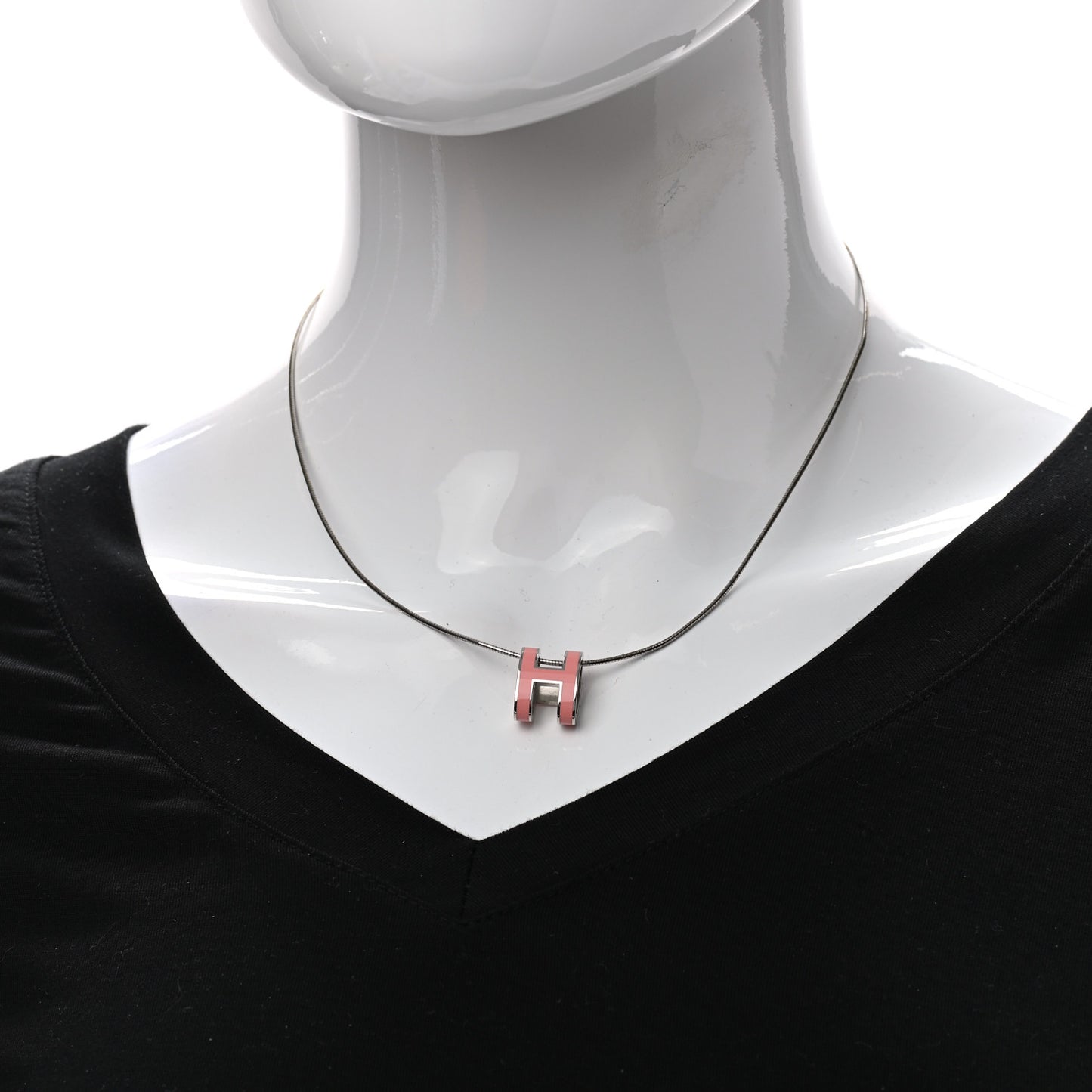 Lacquered Palladium Pop H Necklace Rose Azalee