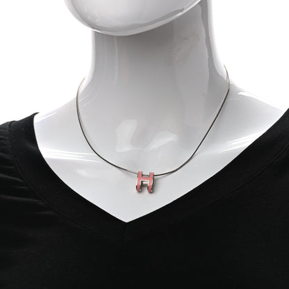 Hermes Lacquered Palladium Pop H Necklace Rose Azalee 2 of 7