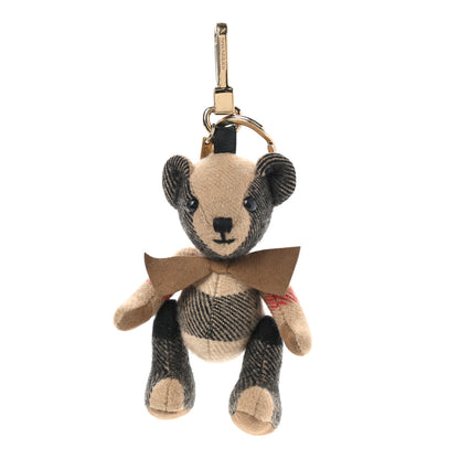 Burberry Cashmere Calfskin Thomas Bow Tie Teddy Bear Keychain Charm Archive Beige 1 of 6