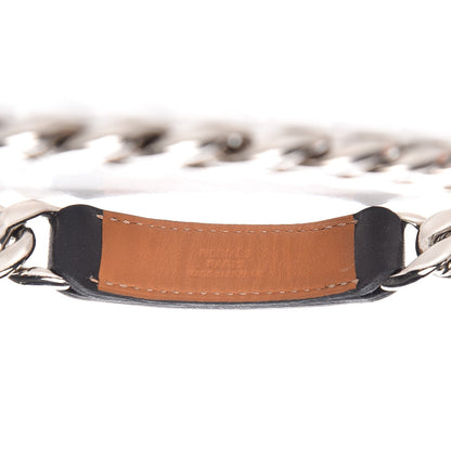 Hermes Box Palladium Mens Double Tour Chain L Bracelet Black 3 of 5