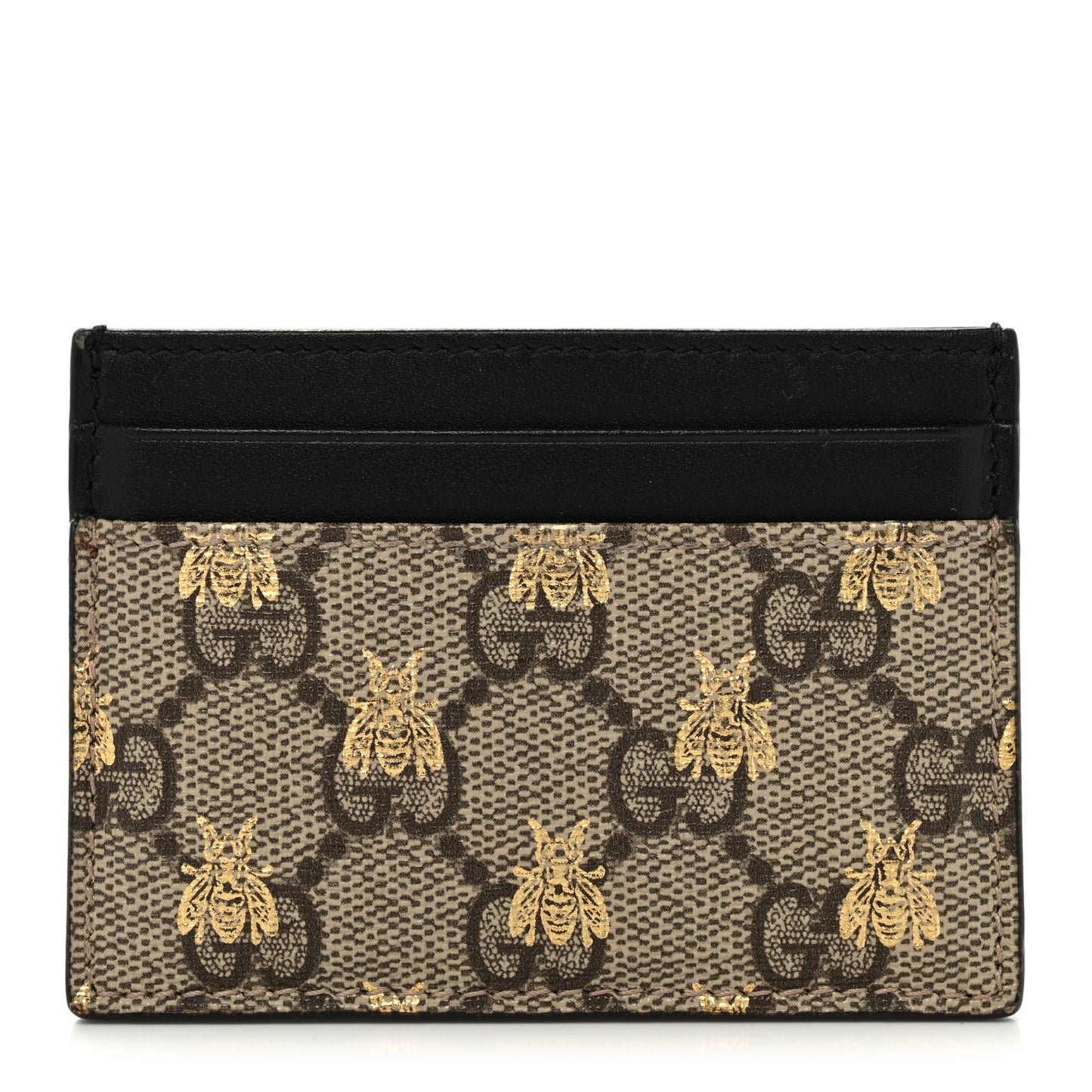GG Supreme Monogram Bees Card Holder Black