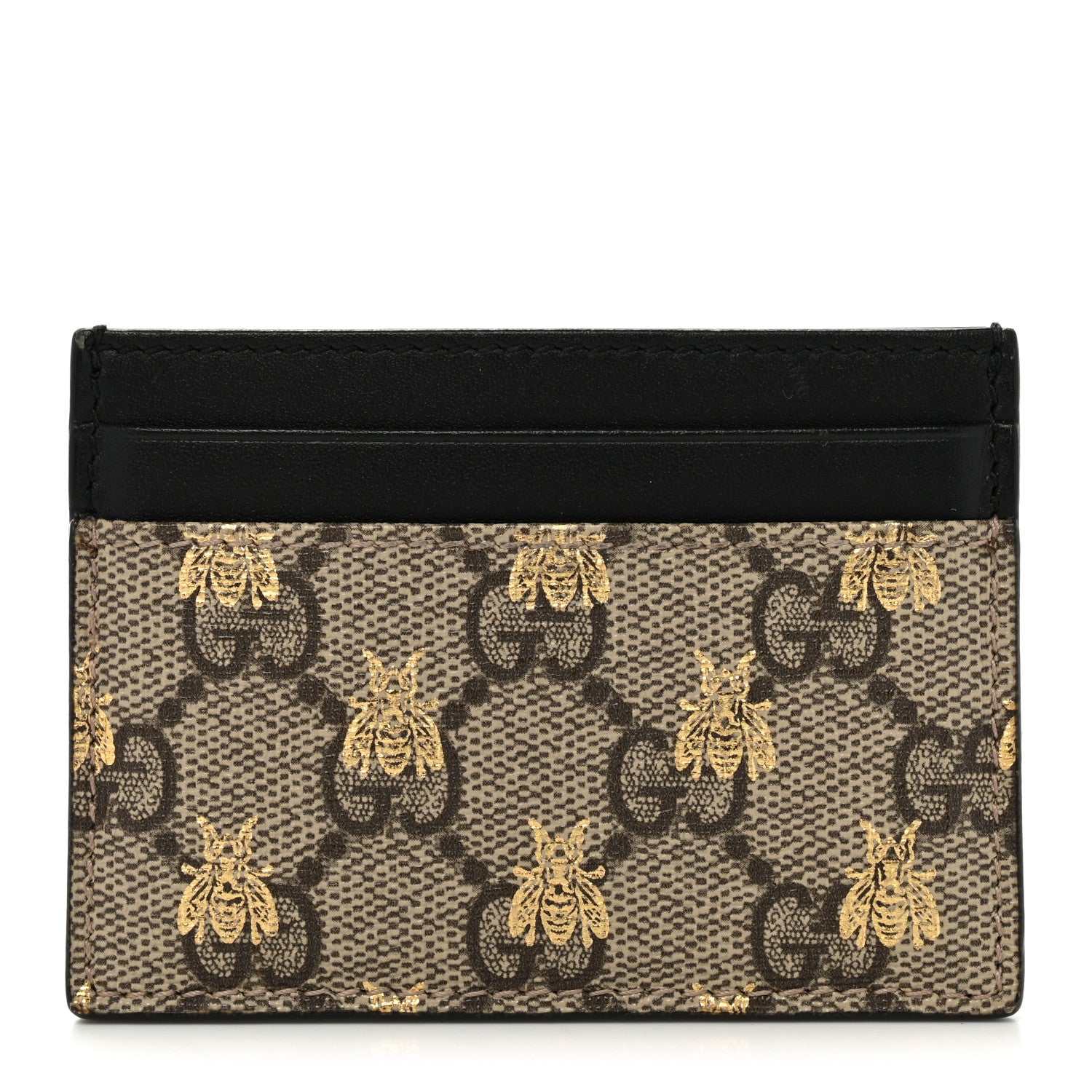 Gucci GG Supreme Monogram Bees Card Holder Black 1 of 6