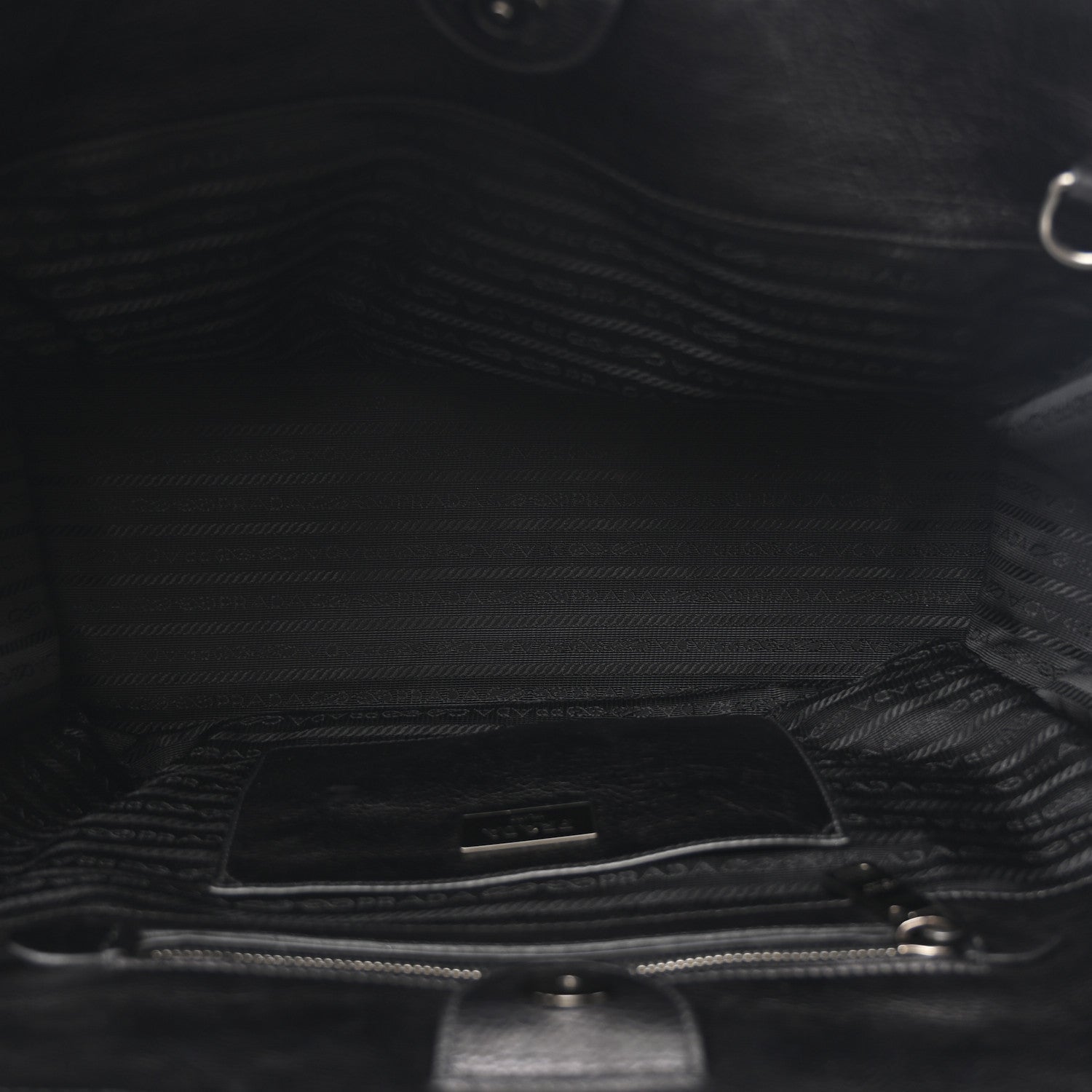 Prada Glace Calfskin Sound Tote Bag Baltico Black 5 of 10