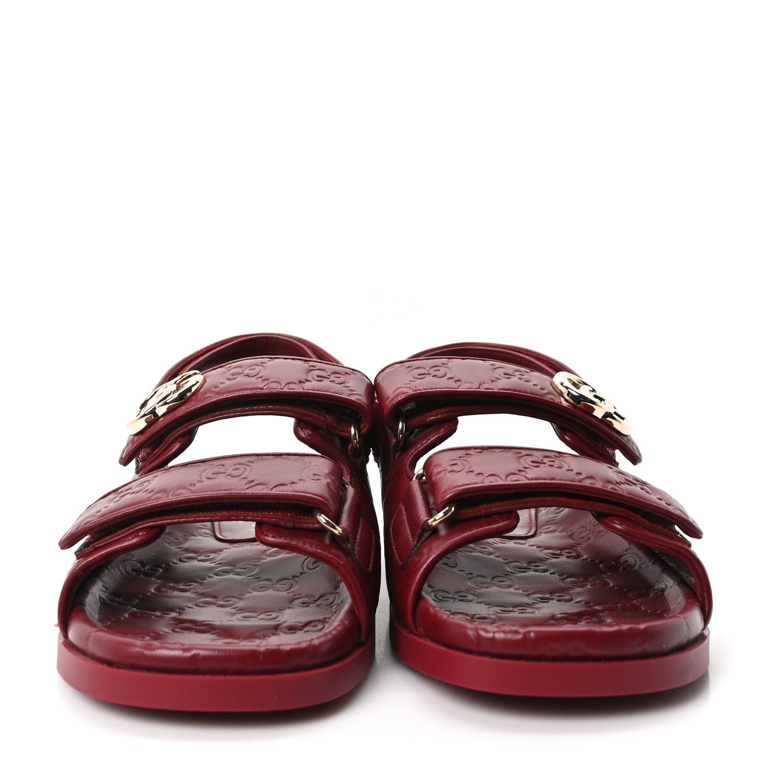 Gucci Guccissima GG Embossed Womens Sandals 37 Rosso Ancora 3 of 9