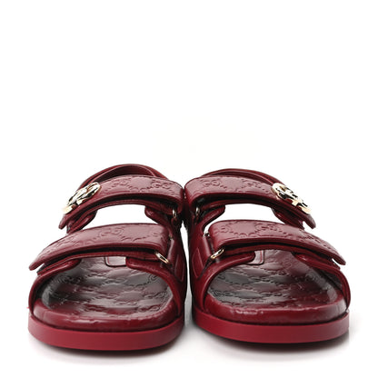 Gucci Guccissima GG Embossed Womens Sandals 37 Rosso Ancora 3 of 9