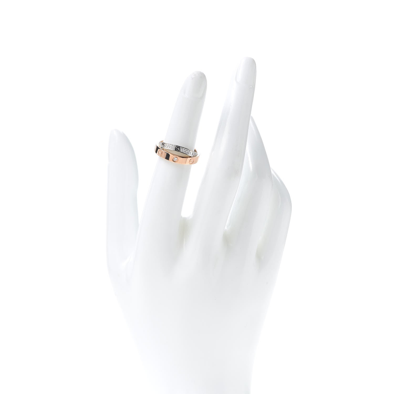 Cartier 18K Pink White Gold Diamond 2.6mm LOVE Paved Ring 48 4.5 2 of 5