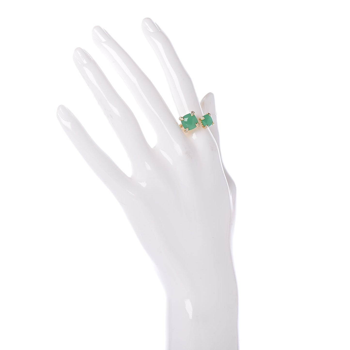 18K Yellow Gold Diamond Chrysoprase Chatelaine Bypass Ring 54 7