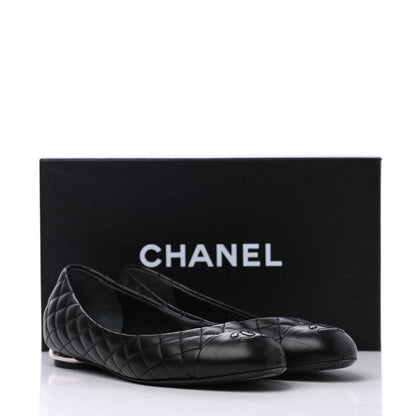 Chanel Lambskin Quilted CC Cap Toe Ballerina Flats 36.5 Black 18 of 18