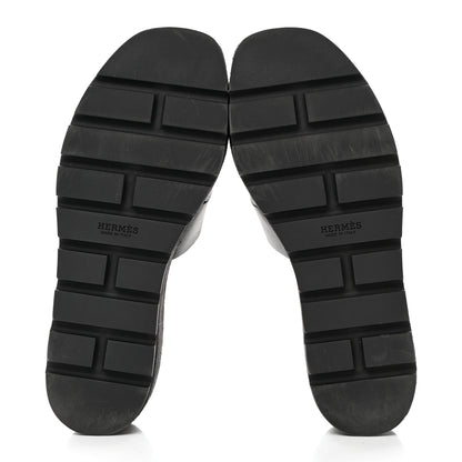 Hermes Calfskin Suede Eze 30 Sandals 36 Black 5 of 9