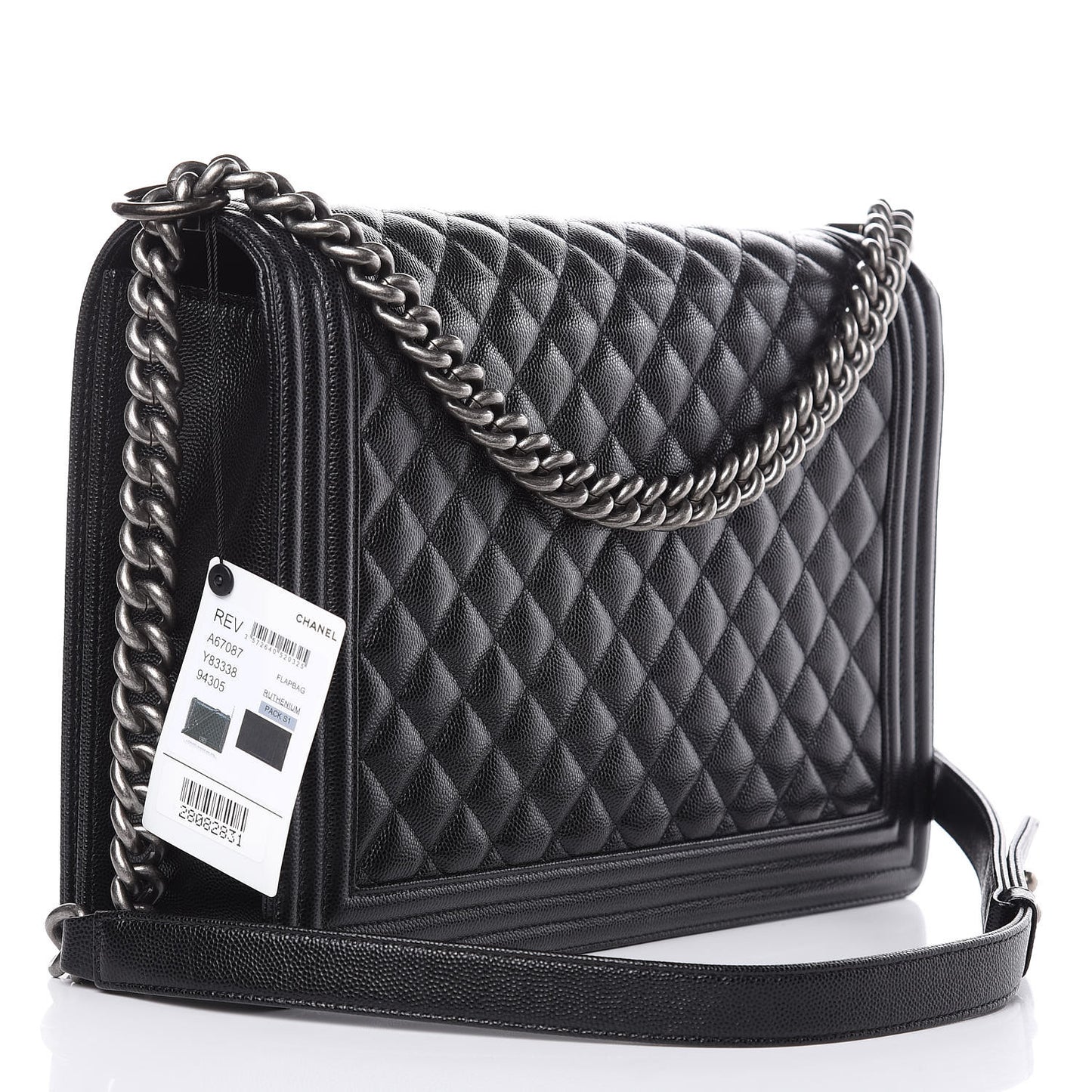 Caviar Quilted Large Boy Flap Black