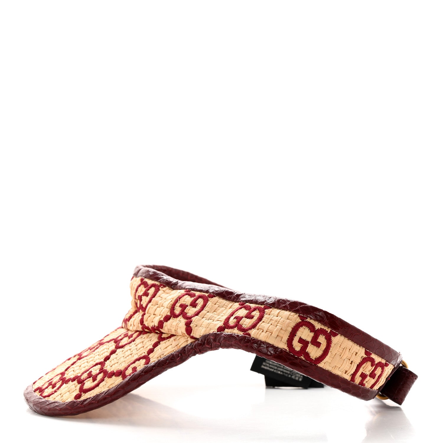Gucci Raffia Elaphe GG Monogram Embroidered Afraa Visor M Ivory Bordeaux 5 of 12