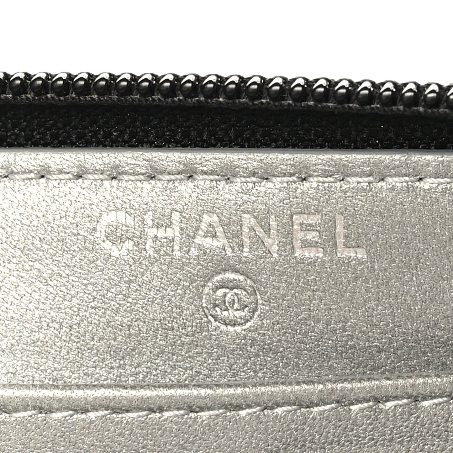 Lambskin Camellia Embossed Large Zip Around Gusset Wallet Black