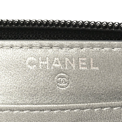 Chanel Lambskin Camellia Embossed Large Zip Around Gusset Wallet Black 6 of 9