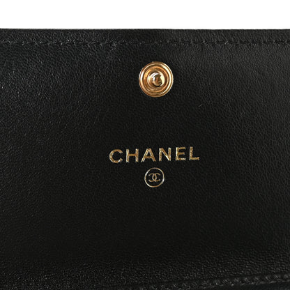 Chanel Lambskin Pearl Quilted CC Flap Card Holder With Chain  Black 6 of 11
