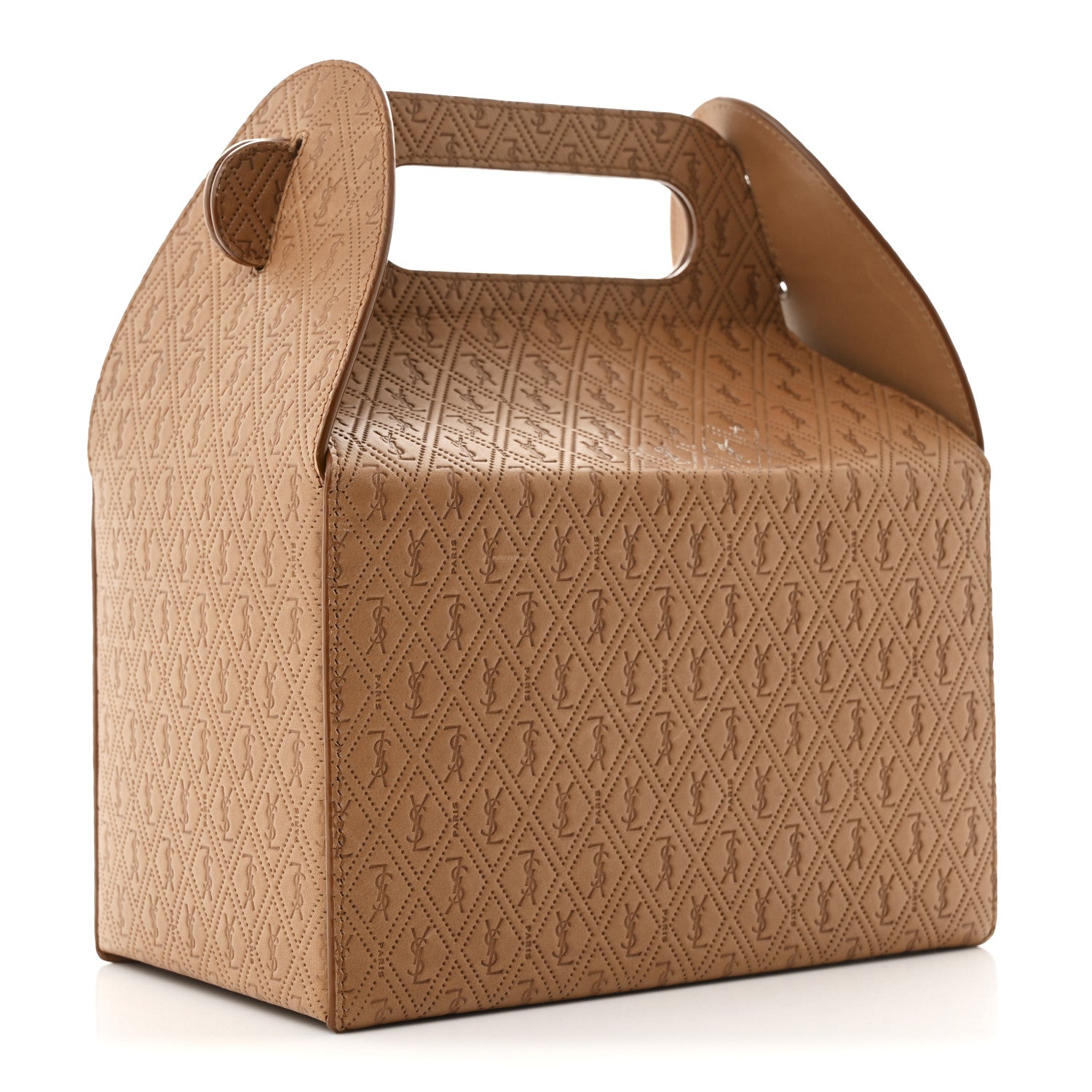 Saint Laurent Calfskin Monogram Take Away Box Dusty Vintage Brown Gold 3 of 11