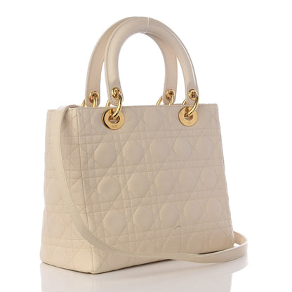 Christian Dior Lambskin Cannage Medium Lady Dior Light Beige 2 of 8