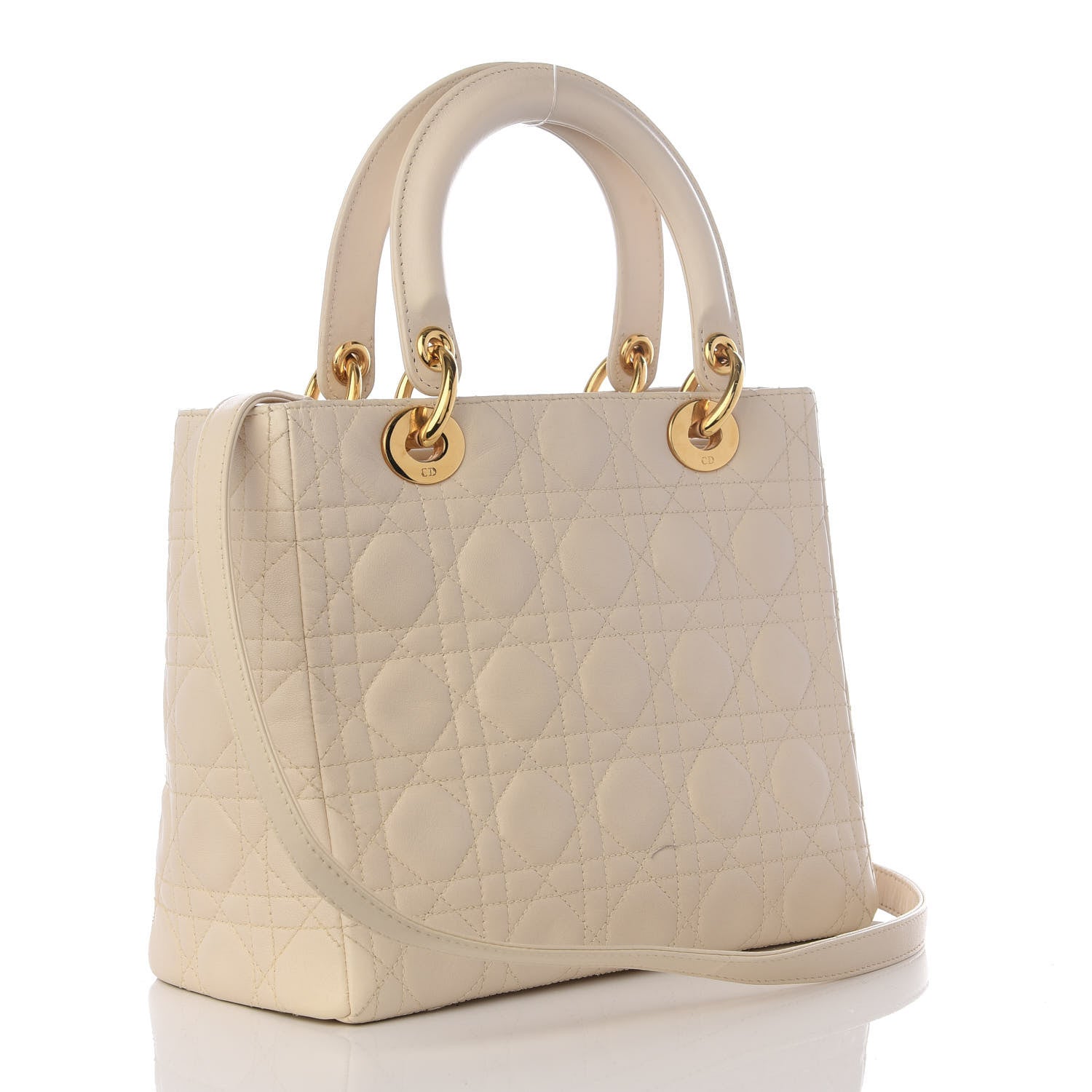 Christian Dior Lambskin Cannage Medium Lady Dior Light Beige 2 of 8