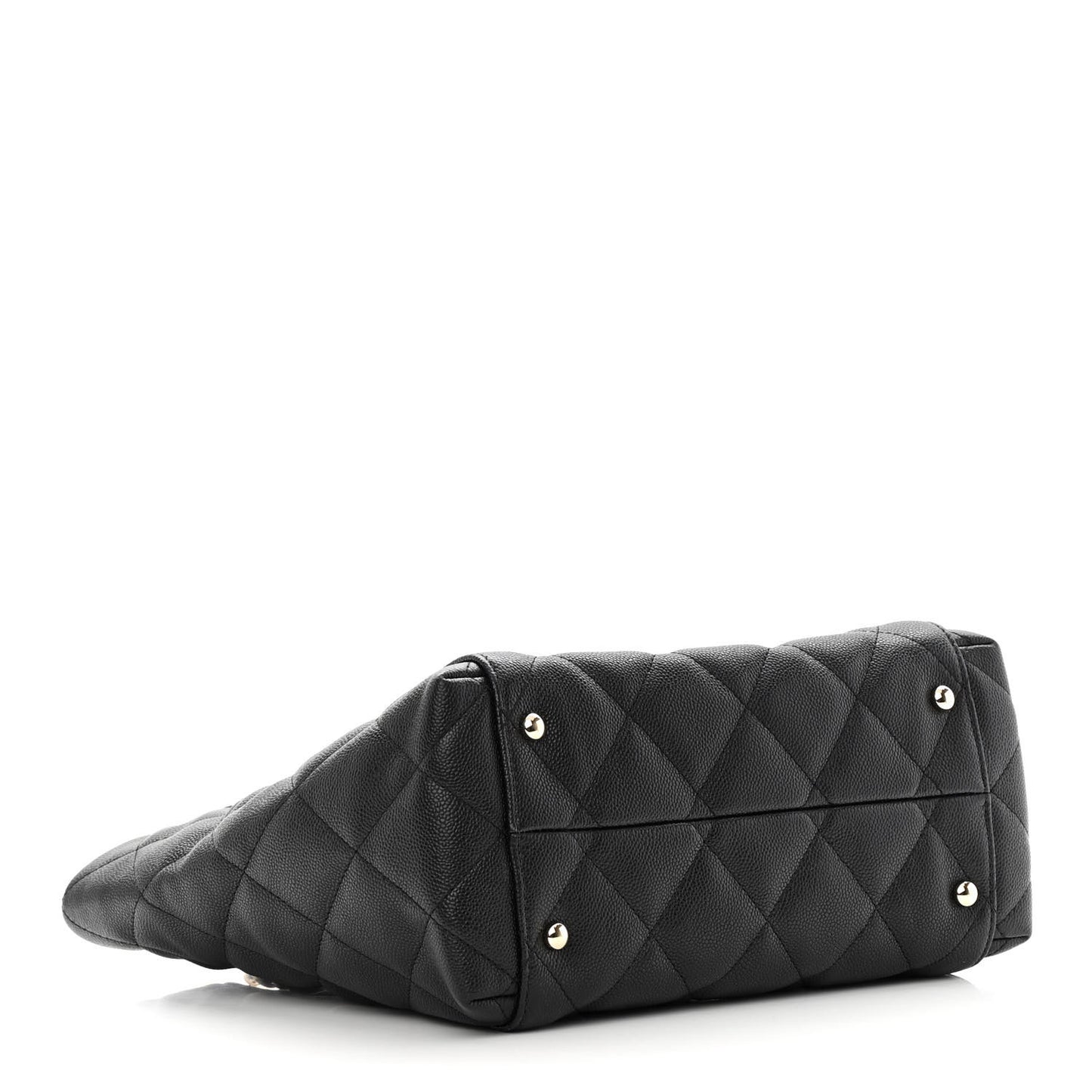 Caviar Quilted Small Shopping Tote Black