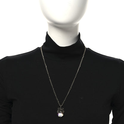 Gucci Metal Swarovski Crystal Lion Head Necklace Silver Iridescent 2 of 4