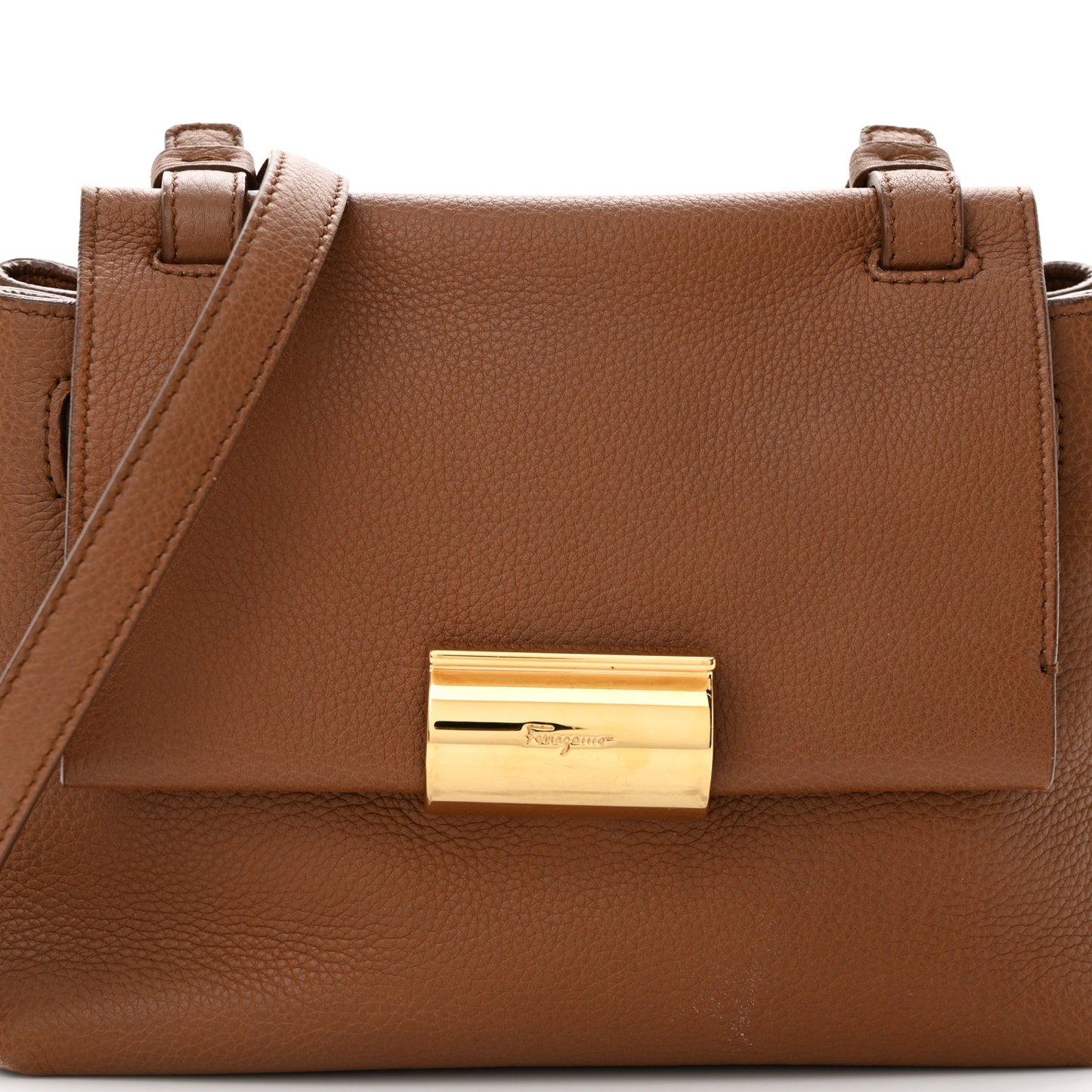 Grained Calfskin Ginger Crossbody Brown