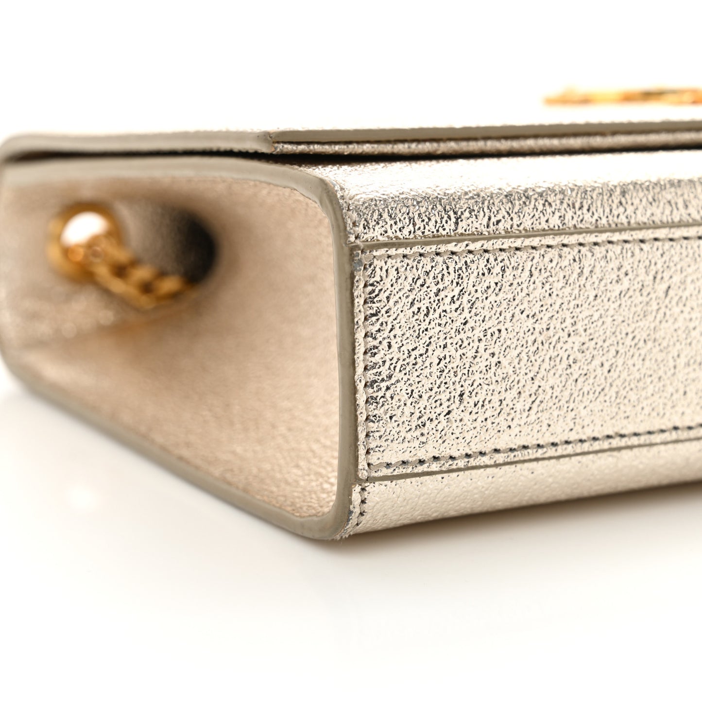 Metallic Calfskin  Star Studded Monogram Wallet on Chain Pale Gold