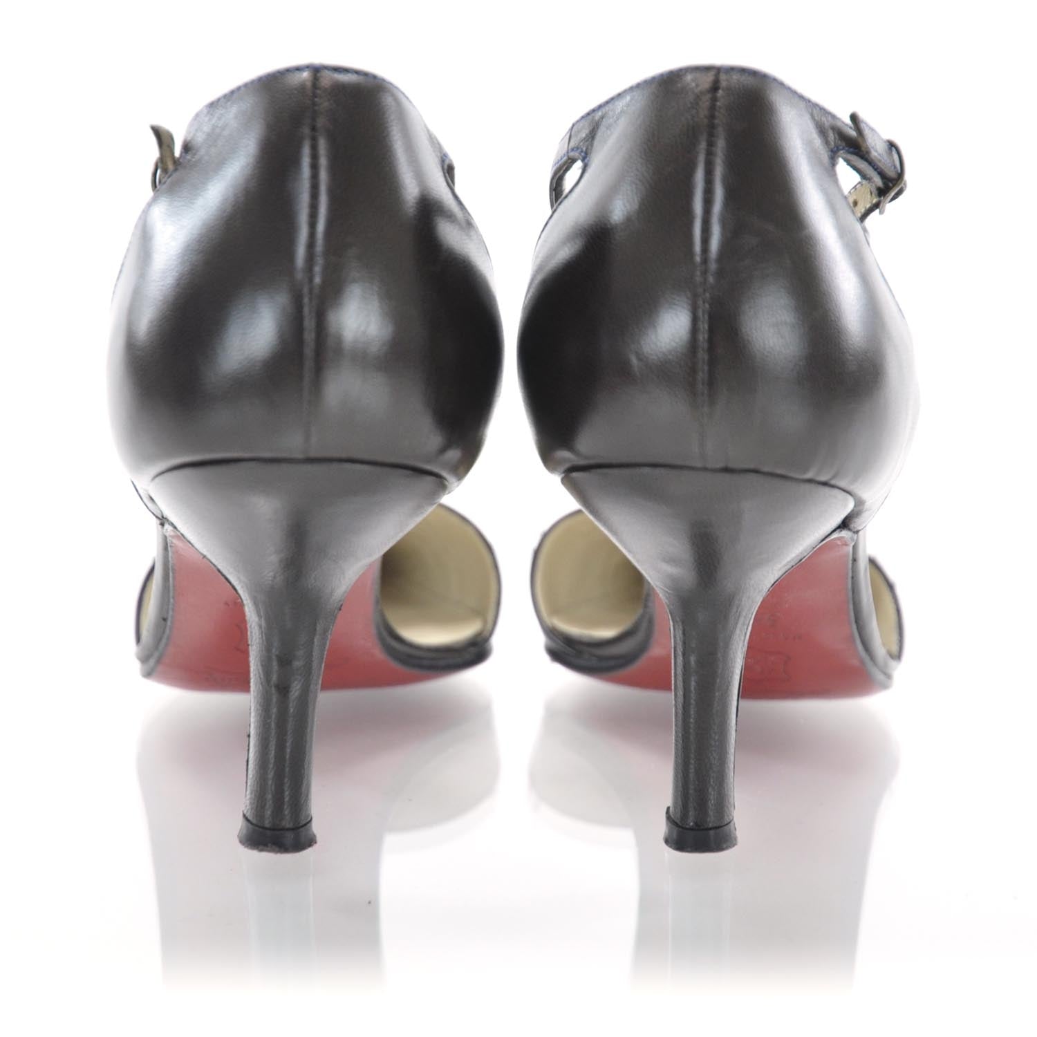 Christian Louboutin Leather Pointy Toe Low Heels 36.5 Brown 2 of 5