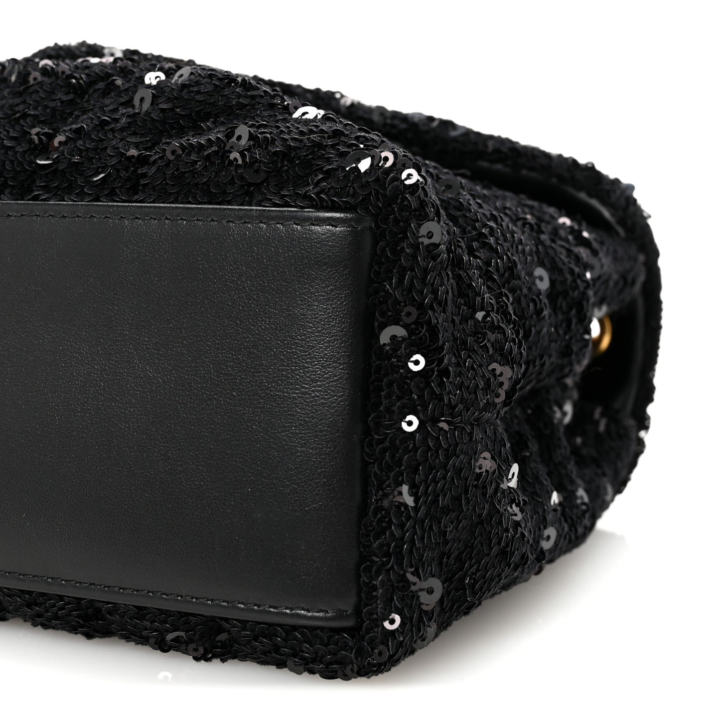 Sequin Y Quilted Monogram Small Loulou Chain Satchel Black