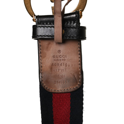 Gucci Nylon Calfskin Double G Web 40mm Belt 90 36 Blue Red Black 4 of 8