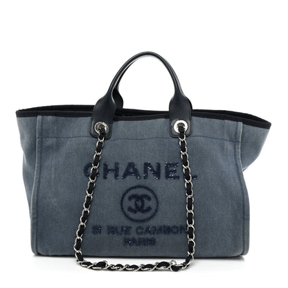 Chanel Denim Large Deauville Tote Blue 1 of 17