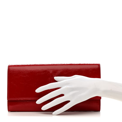 Saint Laurent Textured Patent Monogram Large Belle De Jour Clutch Red 2 of 6