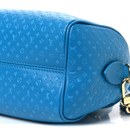 Louis Vuitton Calfskin Nanogram Embossed Speedy Bandouliere 20 Blue 9 of 10