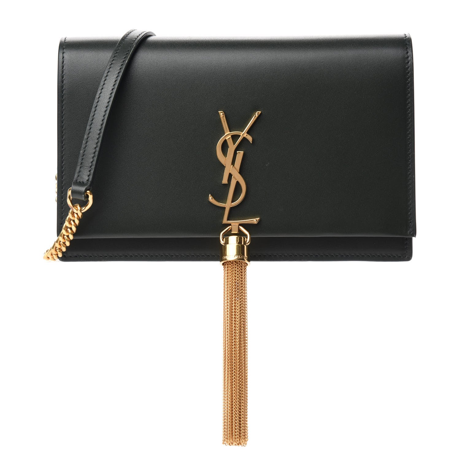 Saint Laurent Smooth Calfskin Classic Monogram Kate Tassel Chain Wallet Dark Leaf 1 of 10