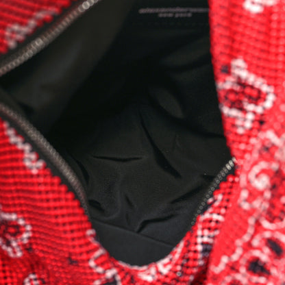 Alexander Wang Twill Chainmail Mesh Printed Bandana Scarf Bag Bright Red 5 of 10
