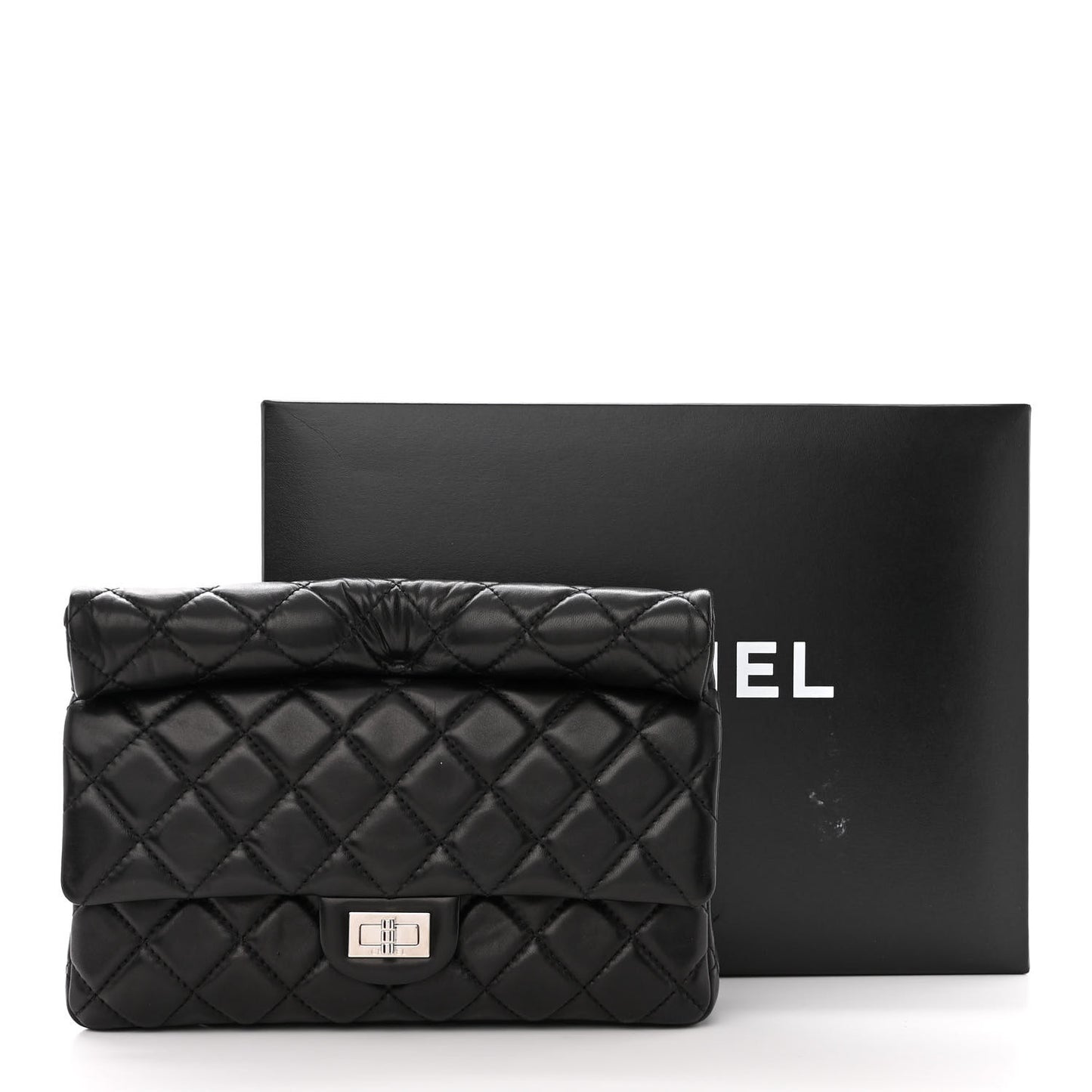 Lambskin Quilted Large Roll 2.55 Reissue Clutch Black