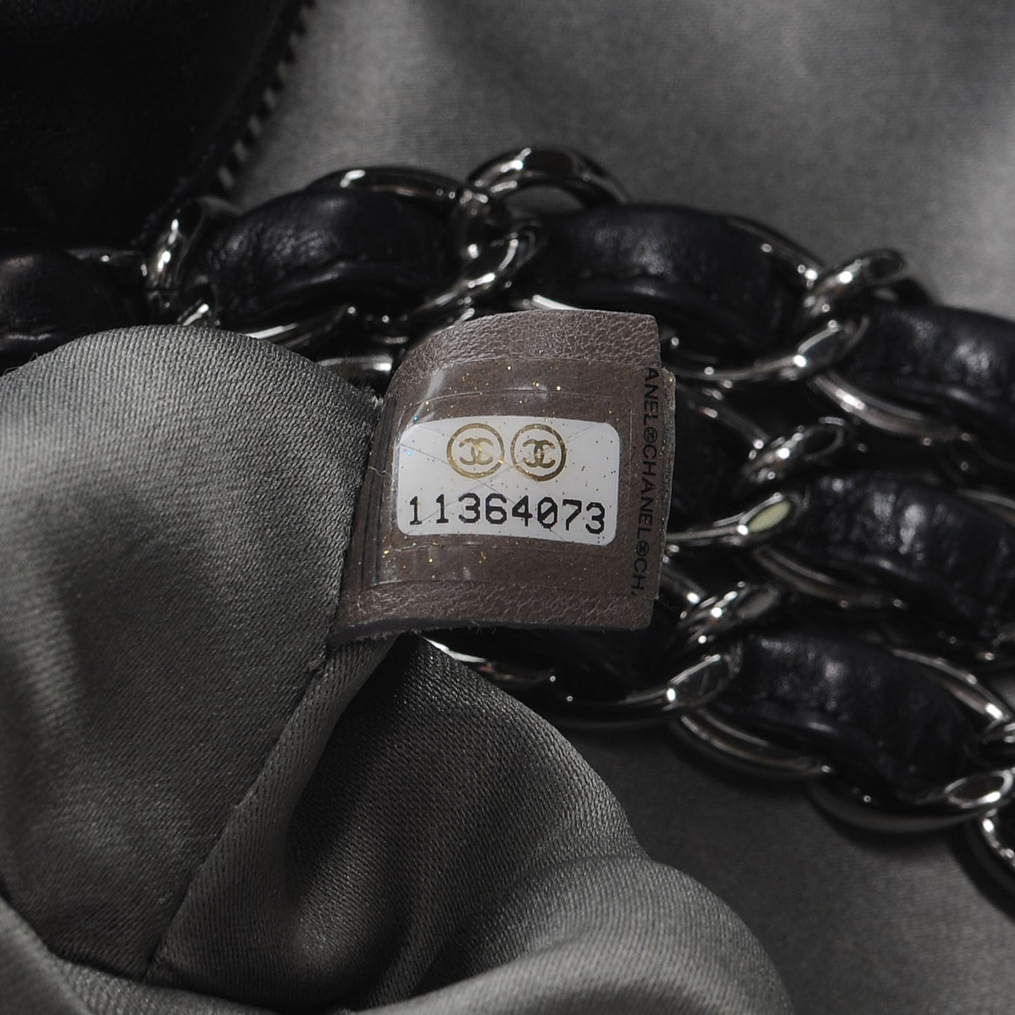 Lambskin Large Rock and Chain Hobo Black