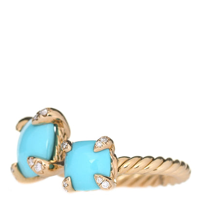 David Yurman 18K Yellow Gold Diamond Turquoise Chatelaine Bypass Ring 52 6 3 of 6