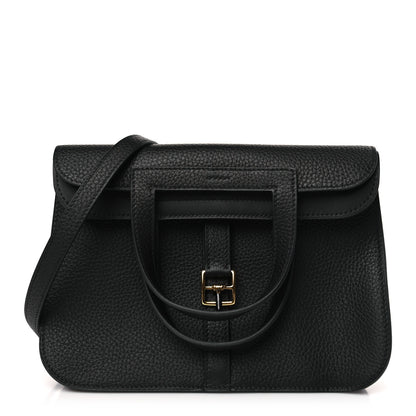 Hermes Taurillon Clemence Halzan 25 Black 1 of 10