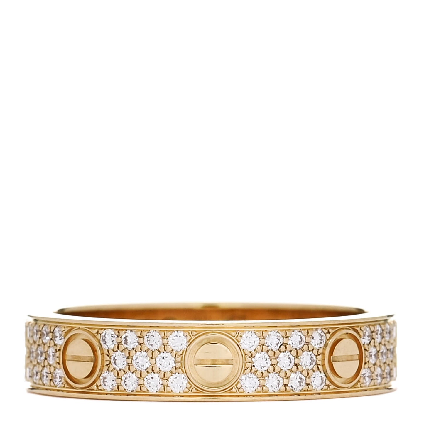 18K Yellow Gold Diamond 4mm LOVE Wedding Paved Band Ring 51 5.75