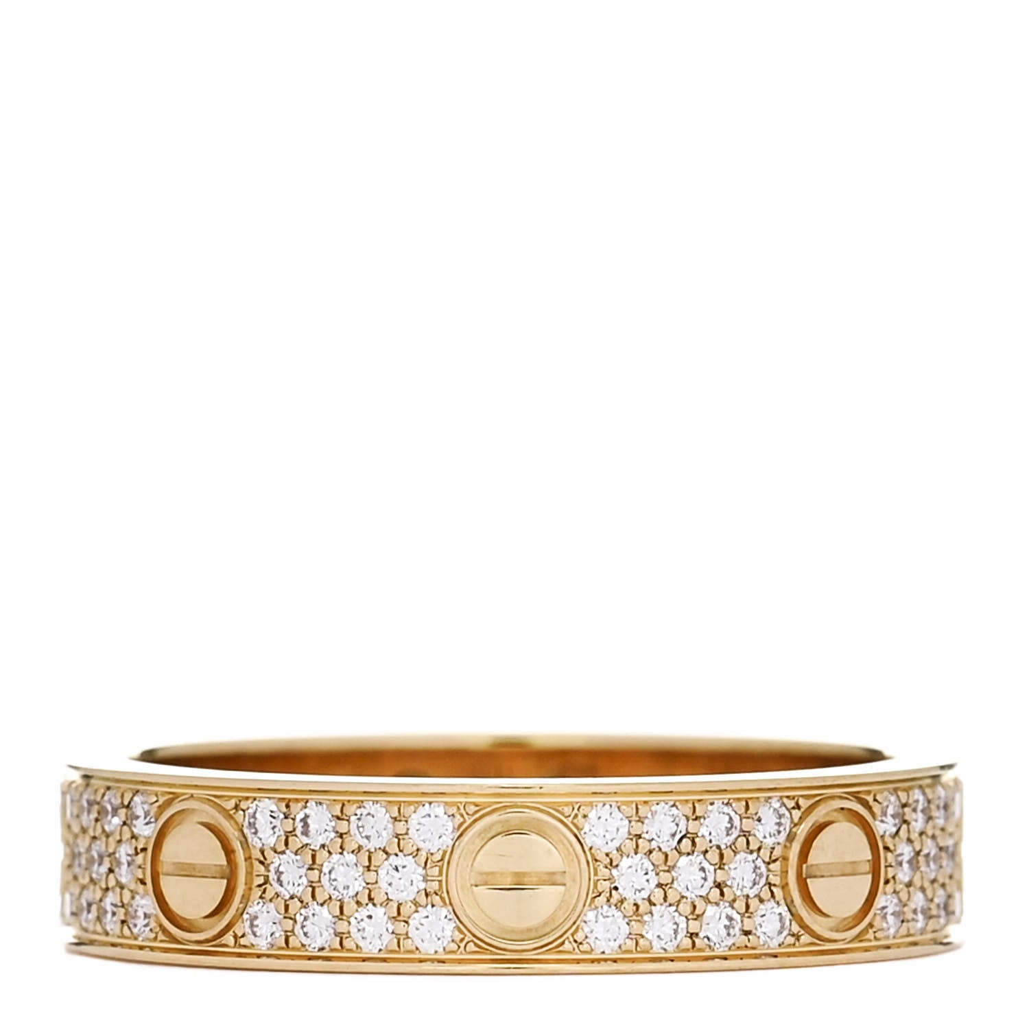 Cartier 18K Yellow Gold Diamond 4mm LOVE Wedding Paved Band Ring 51 5.75 1 of 5