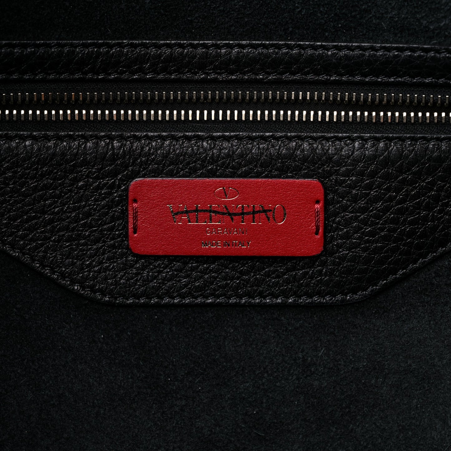 Grained Calfskin Rockstud Shoulder Tote Black
