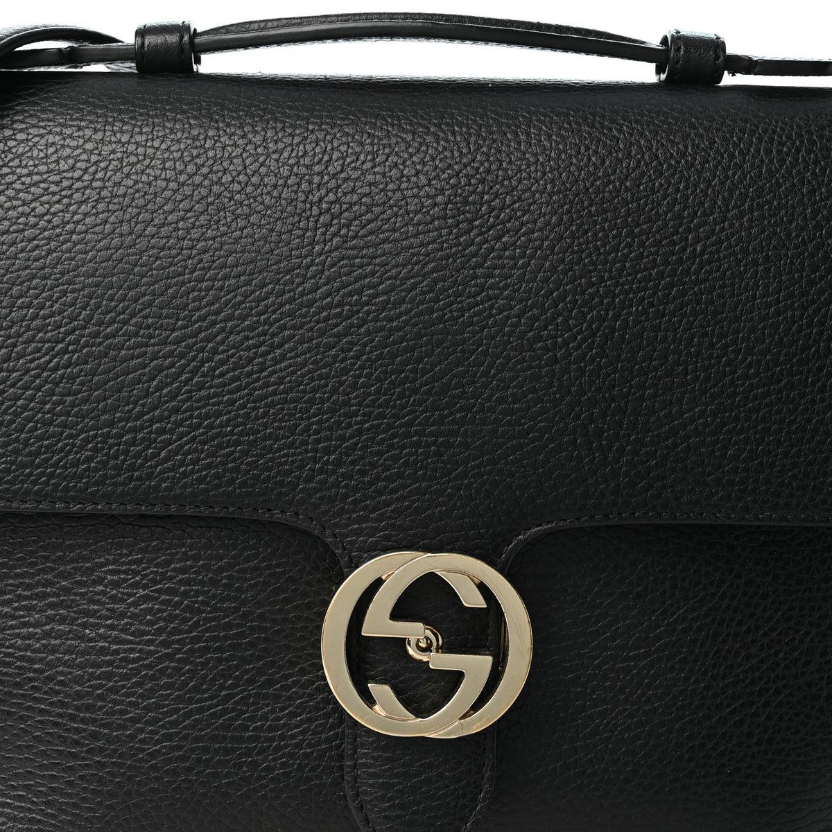 Gucci Dollar Calfskin Medium Interlocking G Top Handle Shoulder Bag Black 8 of 10